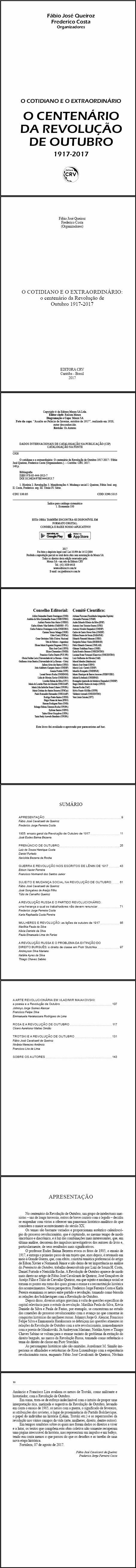 O COTIDIANO E O EXTRAORDINÁRIO:<br>o centenário da Revolução de Outubro 1917-2017